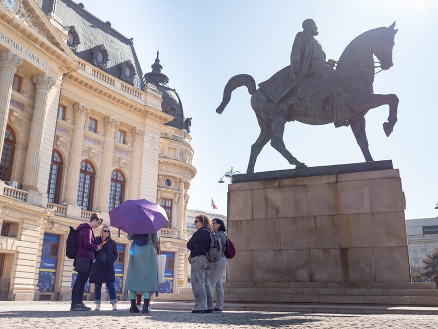 Bucharest: Small Group History, Art & Secrets Tour - Meet at the Romanian Athenaeum with the purple umbrella